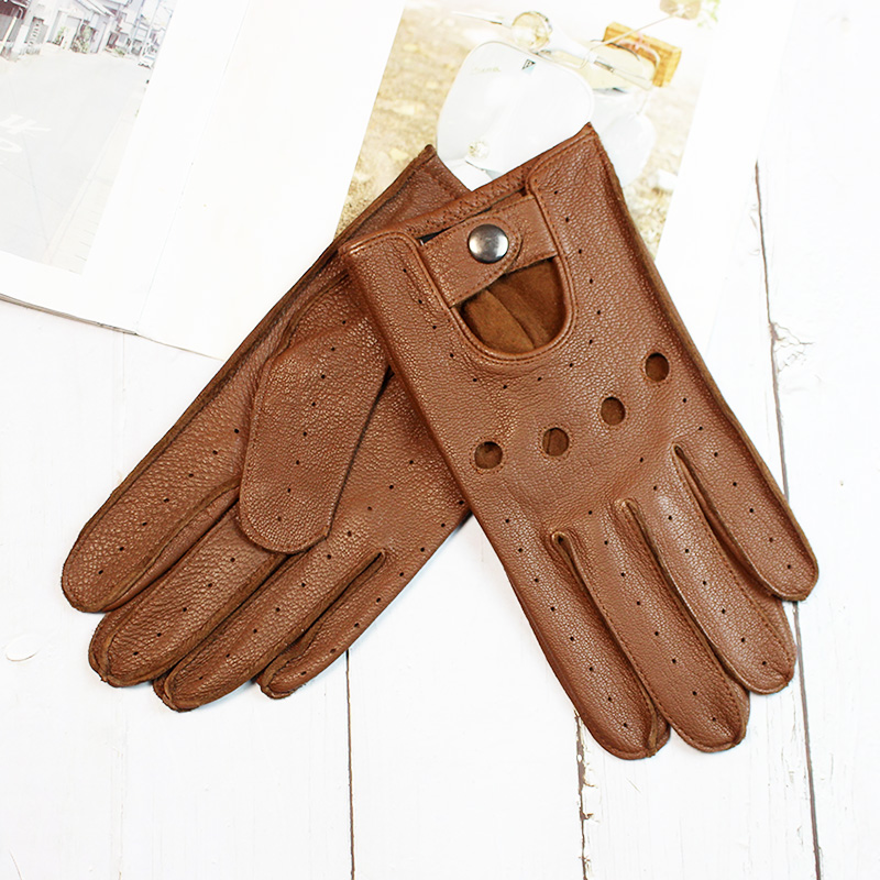Driving Gloves Leather - Summer Driving Deerskin Full Finger Leather