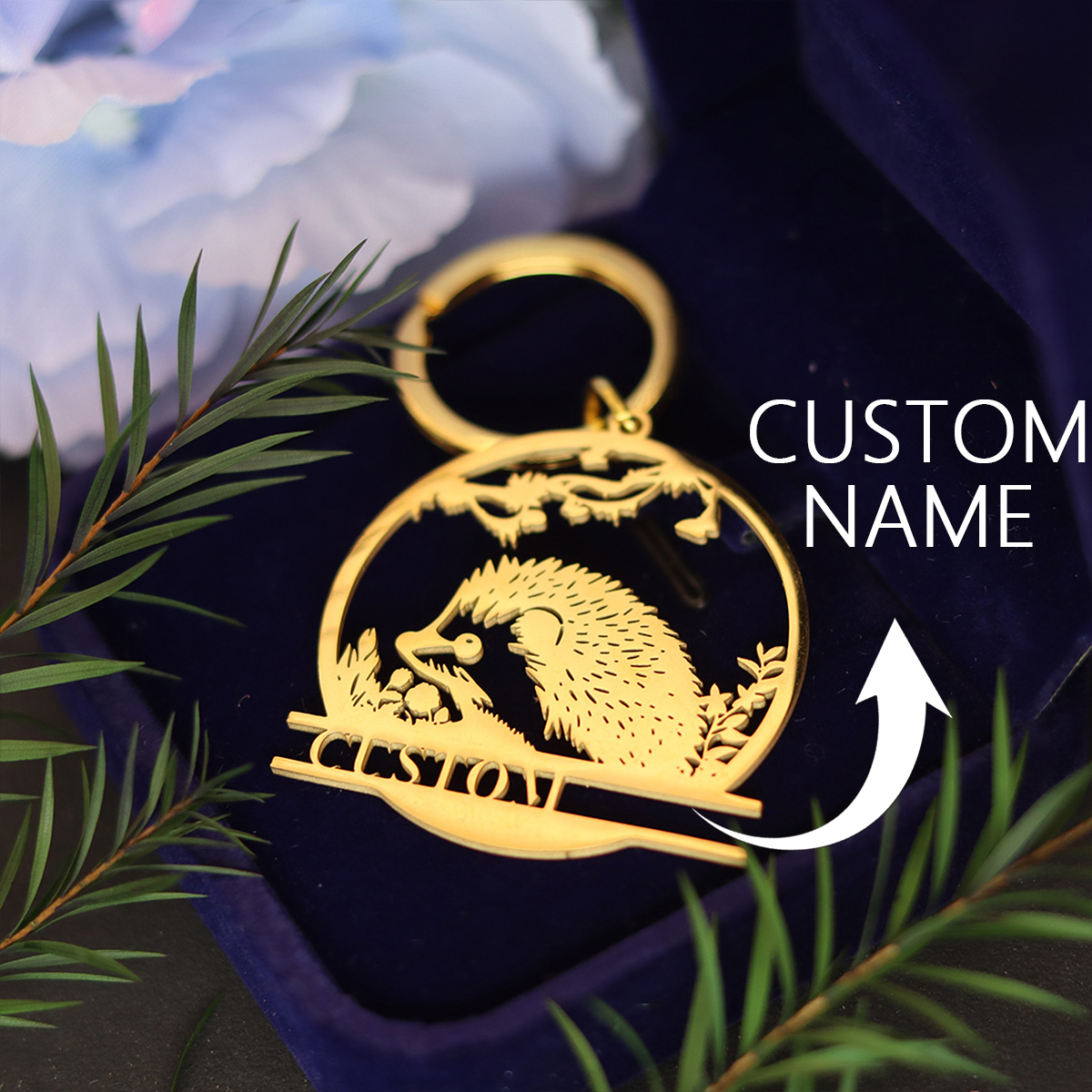 Men'S Fashion Gold Chain - QIAMNI Custom Name Cute Hedgehog Animal
