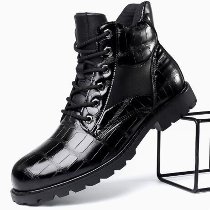 Men'S Fashion Luxury Brands - Brand Men Boots Grid Pattern Square