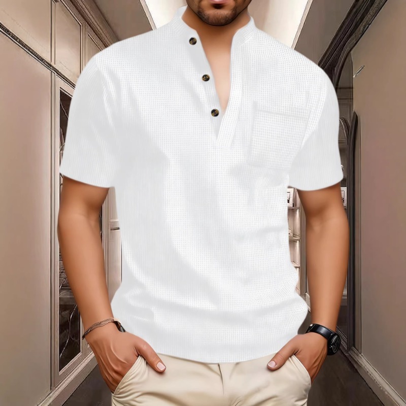 Men's Summer Casual Henley Nec - Mens Fashion Wear review and price