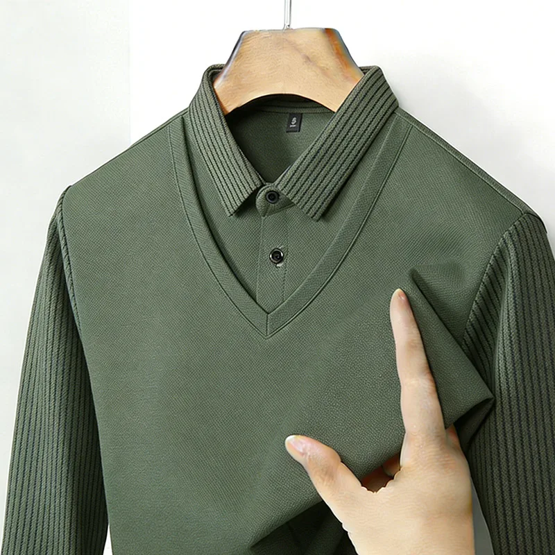 Men's Fake Two Piece Shirt Col - Mens Fashion Wear review and price