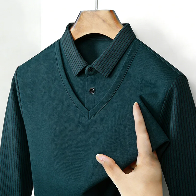 Men's Fake Two Piece Shirt Col - Mens Fashion Wear review and price