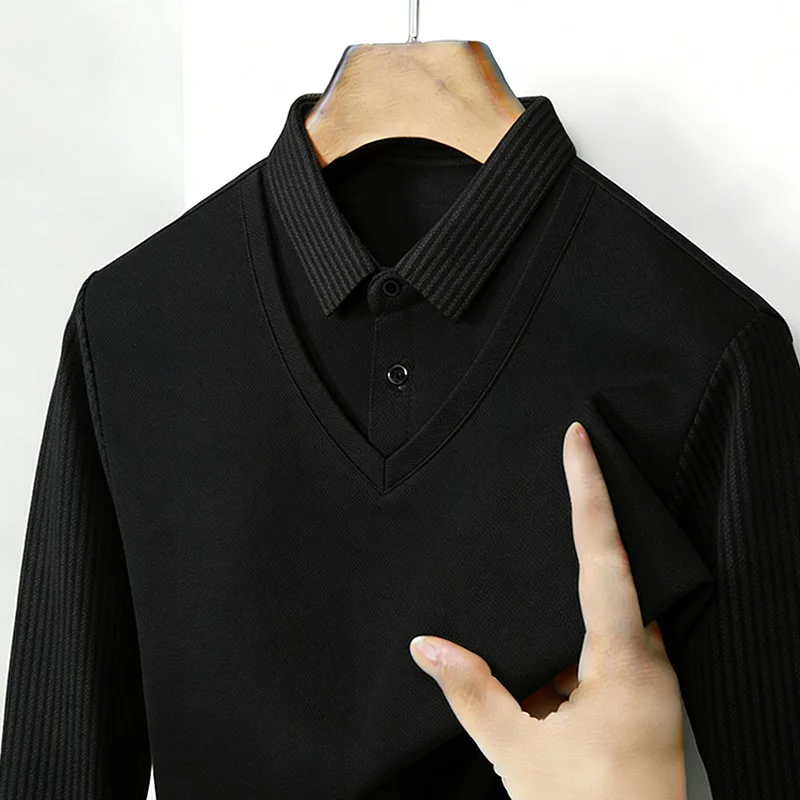 Men's Fake Two Piece Shirt Col - Mens Fashion Wear review and price