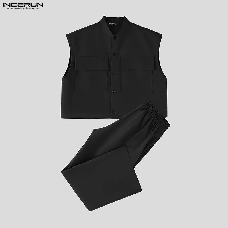 INCERUN Men Sets Solid Sleevel - Mens Fashion Wear review and price