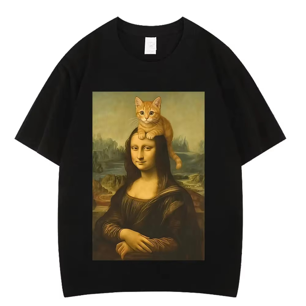 Cat Mona Lisa Funny Meme T-Shi - Men'S Fashion Aesthetics review and price