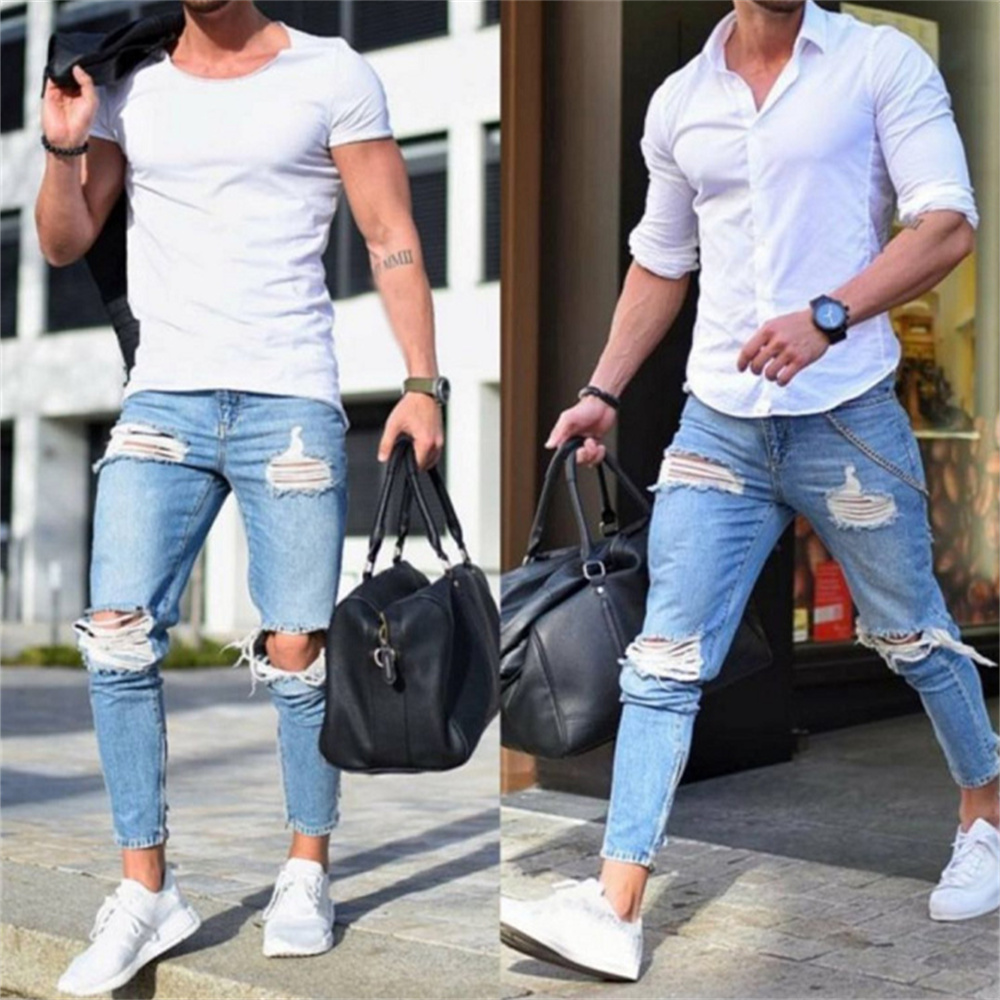 Streetwear Men's Stretch Jeans - Skinny Jeans Ripped review and price