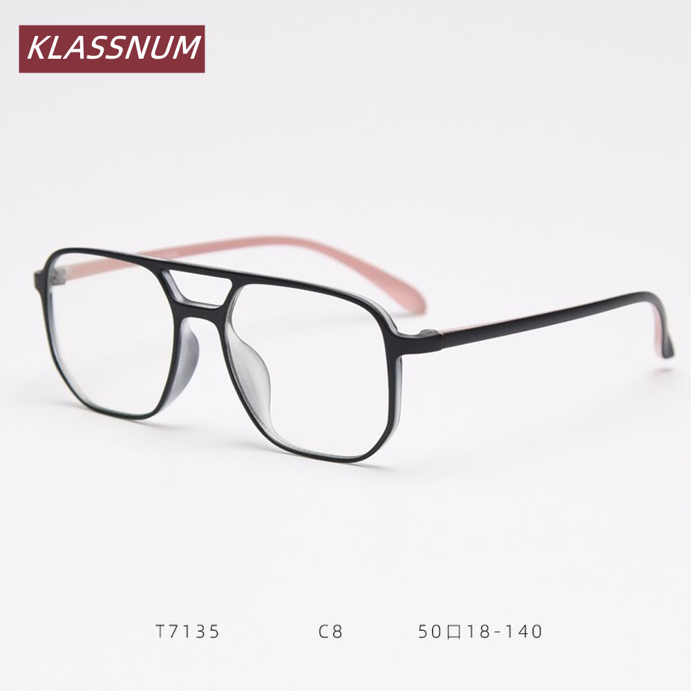 KLASSNUM Double Bridge Square  - Men'S Fashion Non Prescription Glasses review and price