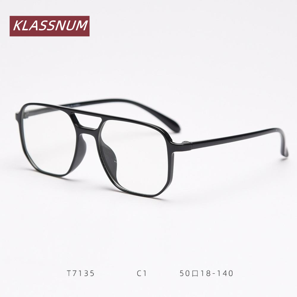 KLASSNUM Double Bridge Square  - Men'S Fashion Non Prescription Glasses review and price