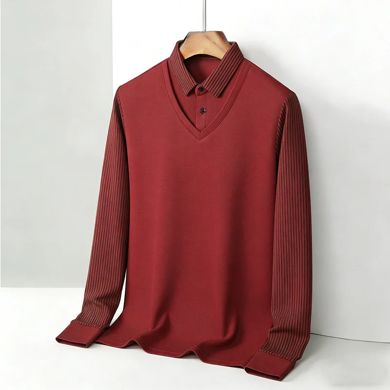 Men's Fake Two Piece Shirt Col - Mens Fashion Wear review and price