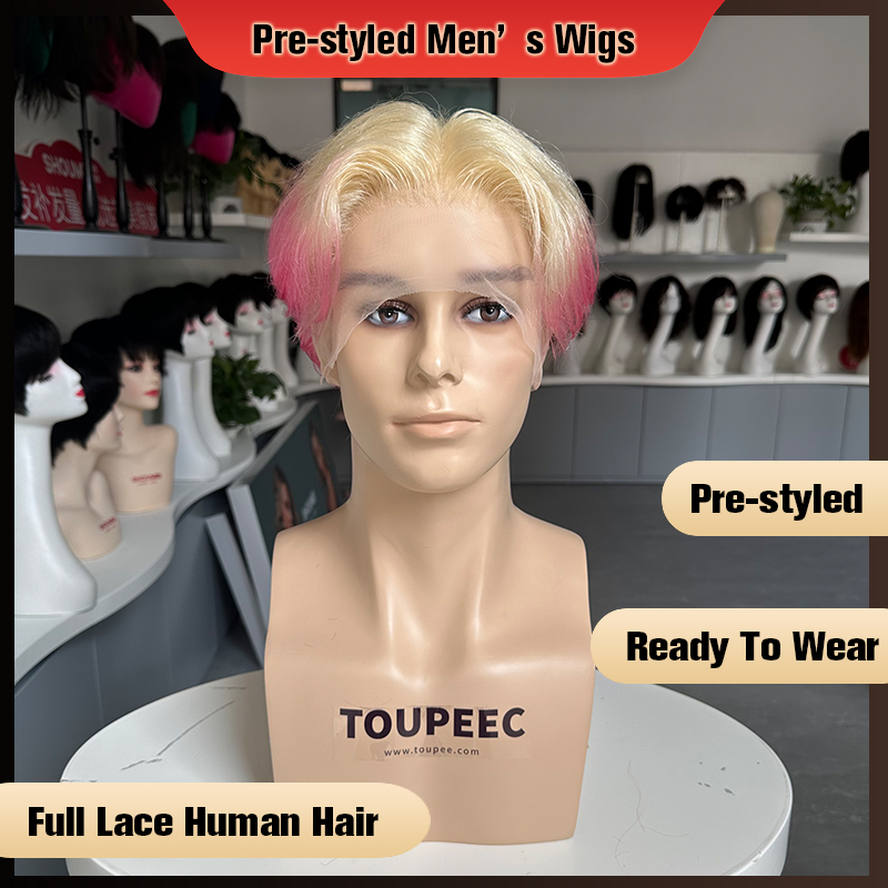 Pre-styled Men Full Lace Human - Men Fashion Hair Style review and price
