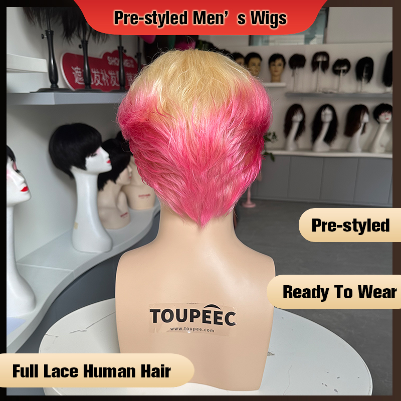 Pre-styled Men Full Lace Human - Men Fashion Hair Style review and price