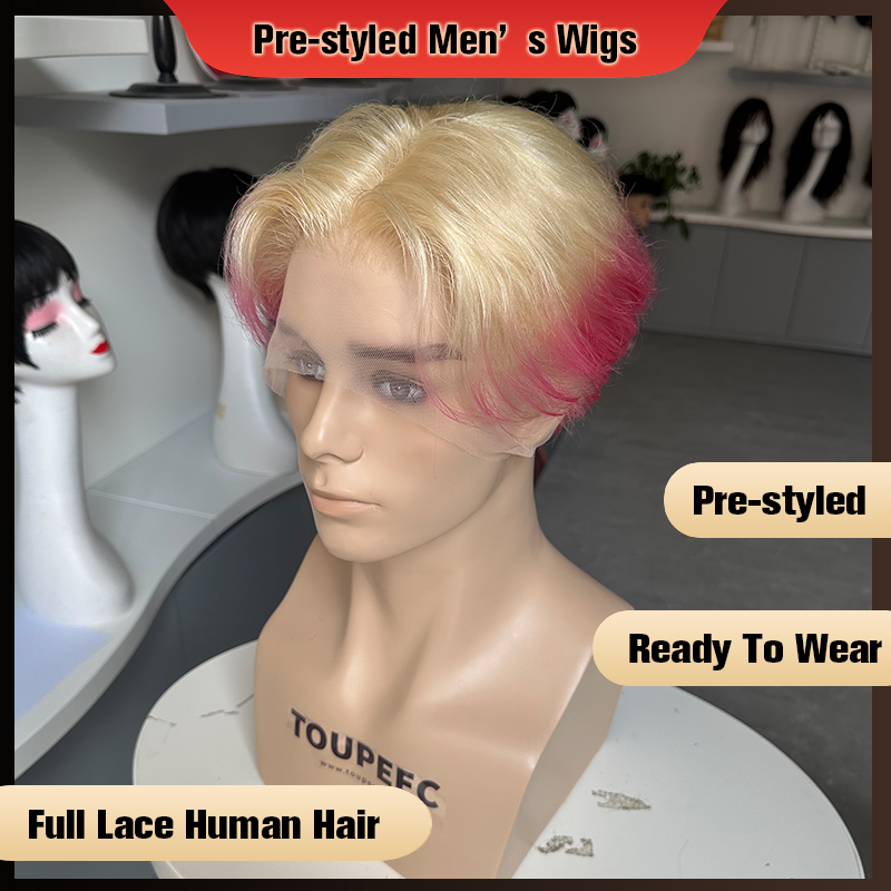 Pre-styled Men Full Lace Human - Men Fashion Hair Style review and price