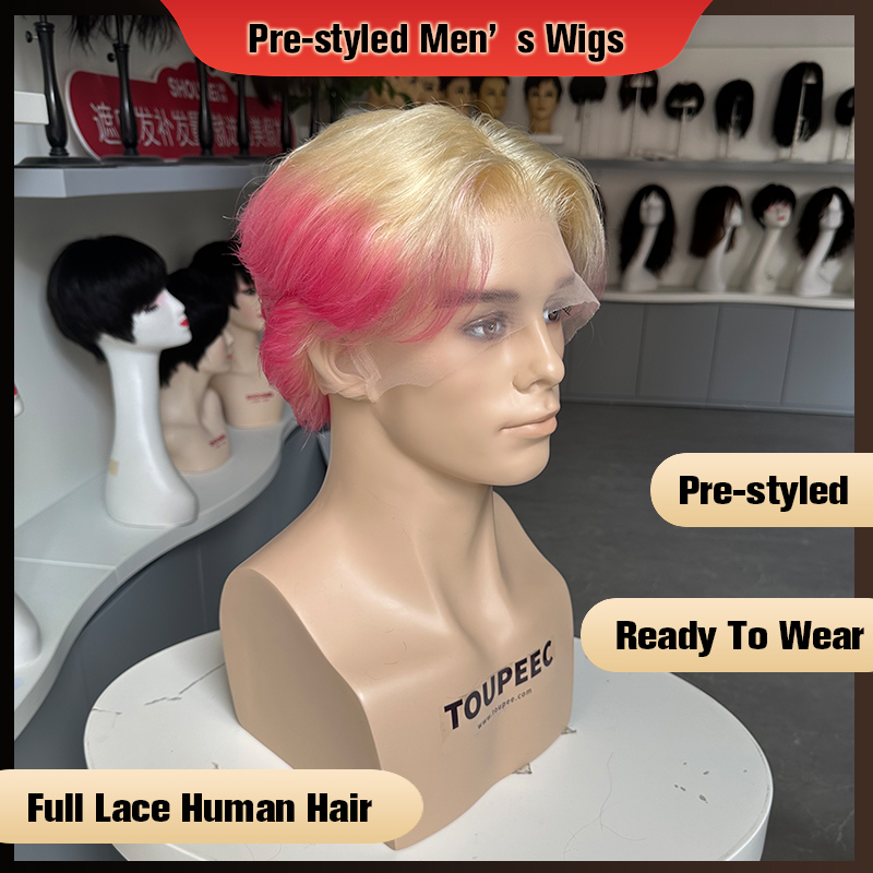 Pre-styled Men Full Lace Human - Men Fashion Hair Style review and price